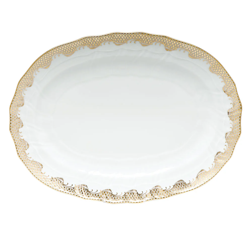 Fish Scale Gold Platter 15"l X 11.5"w - Gold
