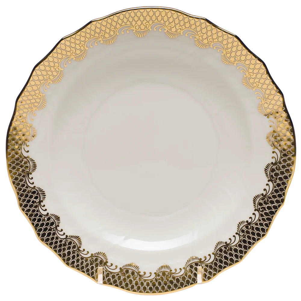 Fish Scale Gold Salad Plate 7.5"d - Gold