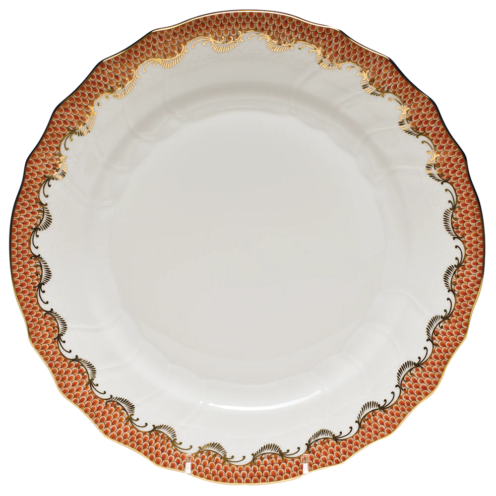 Fish Scale Rust Border Dinner Plate 10.5"d